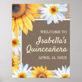 サンフラワーズホワイトデイジーバーラップキンセニェラウェルカム ポスター (正面)