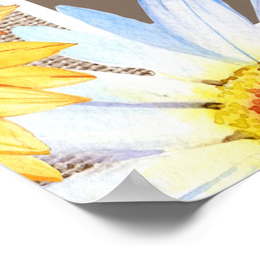 サンフラワーズホワイトデイジーバーラップキンセニェラウェルカム ポスター (角)