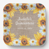 サンフラワーズホワイトデイジーバーラップキンセニェラ名 ペーパープレート (正面)