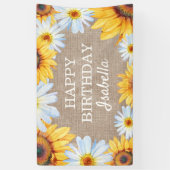 サンフラワーズホワイトデイジーバーラップハッピーバースデー名 横断幕 (縦)