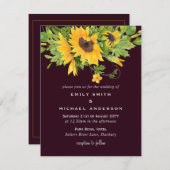 サンフラワーズマルーン結婚イエローの招待 シーズンカード (正面/裏面)