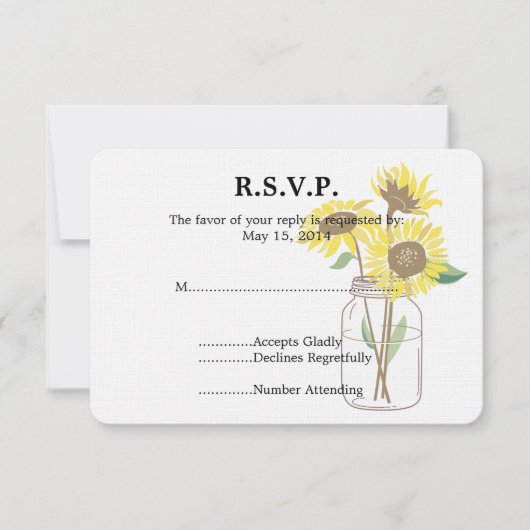サンフラワーズメイソンジャールウェディングRSVP 出欠カード (正面)