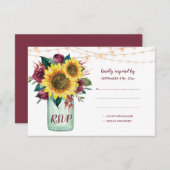 サンフラワーズメイソンジャールブルゴーニュフローラウェディングRSVP 出欠カード (正面/裏面)