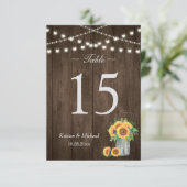 サンフラワーズメイソンJARストリングライツテーブル番号 招待状 (スタンド正面)