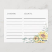 サンフラワーズユーカリブライダルシャワーレシピカード ポストカード (裏面)