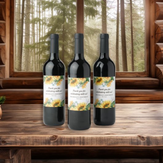 サンフラワーズユーカリプタスバースデーパーティーありがとう ワインラベル