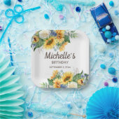 サンフラワーズユーカリプタスバースデーパーティー名日付 ペーパープレート (パーティー)