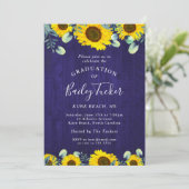 サンフラワーズユーカリプトゥスネイビーブルー素朴卒業 招待状 (スタンド正面)