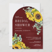 サンフラワーズユーカリプトゥスブルガンディアーチブライダルシャワー 招待状 (正面)