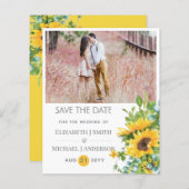 サンフラワーズユーカリ救デート結婚式招待状 (正面/裏面)