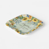 サンフラワーズユーカリ葉ブライダルシャワースクエア ペーパープレート (傾斜あり)