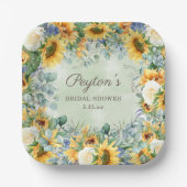サンフラワーズユーカリ葉ブライダルシャワースクエア ペーパープレート (正面)