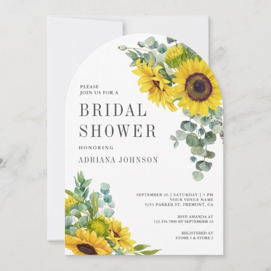 サンフラワーズユーカリ離れパティズアーチブライダルシャワー 招待状 (正面)