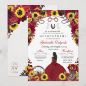 サンフラワーズレッドローズ女性のカーボーイウェスタンキンセアニェラ 招待状 (正面/裏面)