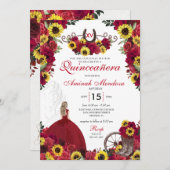 サンフラワーズレッドローズ女性のカーボーイウェスタンキンセアニェラ 招待状 (正面/裏面)