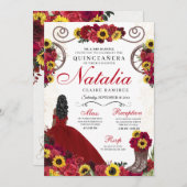 サンフラワーズレッドローズ女性のカーボーイウェスタンキンセアニェラ 招待状 (正面/裏面)