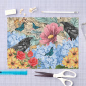 サンフラワーズレッドローゼブルーアジサイ&ラヴェンス 薄葉紙 (クラフト)