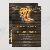 サンフラワーズ女性のカーボーイブーツウェスタンブライダルシャワー 招待状 (正面/裏面)