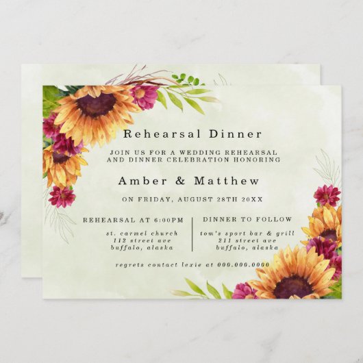 サンフラワーズ春ピンクフローラリハーサルディナー 招待状 (正面/裏面)