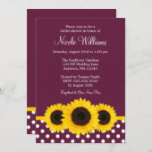 サンフラワーズ深いクワ水玉模様ブライダルシャワー 招待状 (正面/裏面)