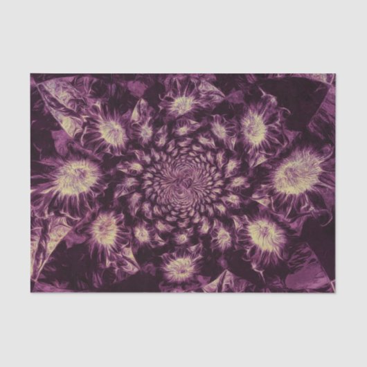 サンフラワーズ深いパープル抽象芸術アートデコパージュ 薄葉紙 (正面)