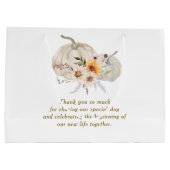 サンフラワーズ秋インラブゴールドフォイル結婚式の引き出物 ラージペーパーバッグ (裏面)