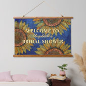 サンフラワーズ素朴ネイビーブルーサマーブライダルシャワー 吊り下げ型タペストリー (寝室)