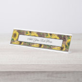 サンフラワーズ素朴ブーケファームハウスヴィンテージブラウン デスクネームプレート (正面)