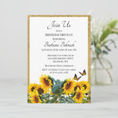 サンフラワーズ誕生日ブランチ金ゴールドグリッター 招待状 (スタンド正面)
