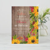 サンフラワーズ1st第1誕生日ガールカントリーフローラ 招待状 (スタンド正面)