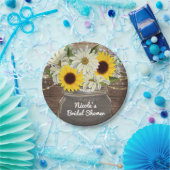 サンフラワーズ&デイジーズメイソンジャールスパークルシック素朴シック ペーパープレート (パーティー)