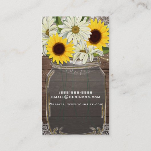 サンフラワーズ&デイジーズメイソンジャールスパークルシック素朴シック 名刺 (裏面)