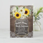 サンフラワーズ&デイジーズメイソンジャールスパークルシック素朴シック 招待状 (スタンド正面)