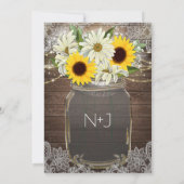 サンフラワーズ&デイジーズメイソンジャールスパークルシック素朴シック 招待状 (裏面)