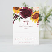 サンフラワーズ&バーガンディーレッドローゼズ秋の結婚式 出欠カード (スタンド正面)