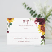 サンフラワーズ&バーガンディーレッドローゼズ秋の結婚式 出欠カード (スタンド正面)