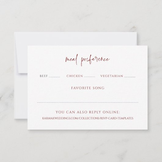 サンフラワーズ&バーガンディーレッドローゼズ秋の結婚式 出欠カード (裏面)