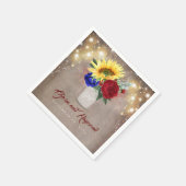 サンフラワーズ – ブルゴーニュとネイビーブルー素朴秋 スタンダードカクテルナプキン (角)