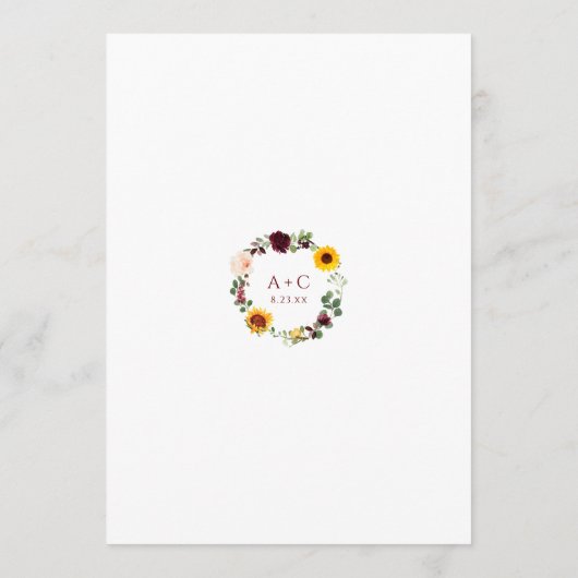 サンフラワーズ&ブルゴーニュバラ秋の結婚式 アドバイスカード (裏面)