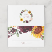 サンフラワーズ&ブルゴーニュバラ秋の結婚式 プレイスカード (外部開封)