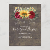 サンフラワーズ&ブルゴーニュレッドローズ秋ザ・デイトを保存 案内ポストカード (正面)
