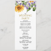 サンフラワーズ&ラバンダー素朴結婚式 プログラム (裏面)