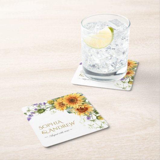 サンフラワーズ&ラバ結婚ンダーズスクエア紙コースター スクエアペーパーコースター (インサイチュ)