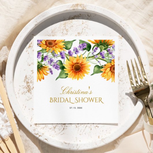 サンフラワーズ&ラベンダーブライダルシャワー スタンダードカクテルナプキン