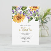 サンフラワーズ&ラベンダー結婚式招待状 招待状 (スタンド正面)