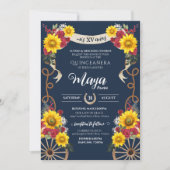 サンフラワーズ&レッドローゼチャラ素朴キンセアニェラ 招待状 (正面)