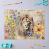 サンフラワーズ&ヴィンテージライオンヘッドティッシュペーパー 薄葉紙 (クラフト)