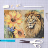 サンフラワーズ&ヴィンテージライオンヘッドティッシュペーパー 薄葉紙 (クラフト)