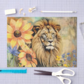 サンフラワーズ&ヴィンテージライオンヘッドティッシュペーパー 薄葉紙 (クラフト)