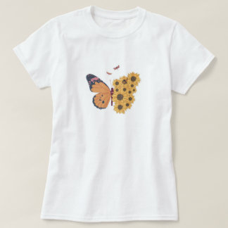 サンフラワーセレナードウィズバタフライデザイン Tシャツ